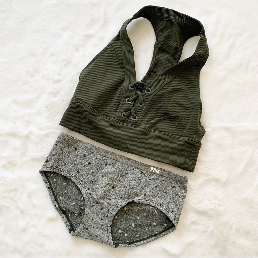 Aerie | Offline Lace-Up Seamless Bralette and Hiphugger Undie